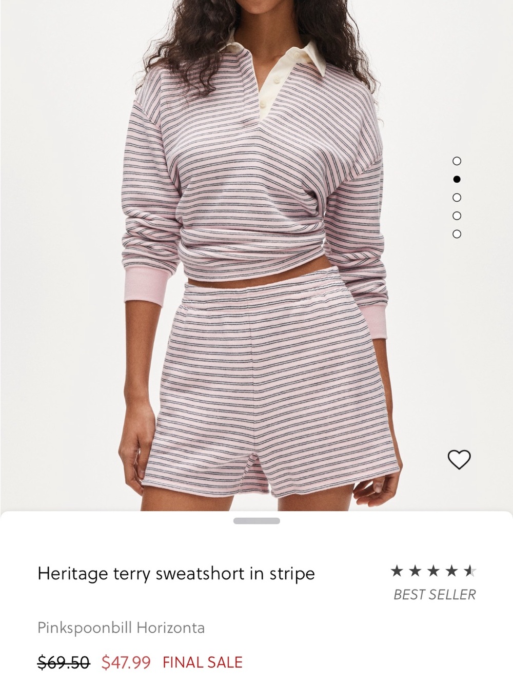 Striped Pink & White Terry Sweatshort